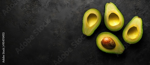 Freshly sliced avocado on a...