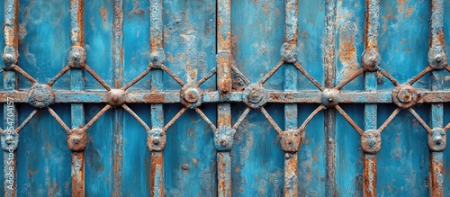 Rusty blue steel gates Back...