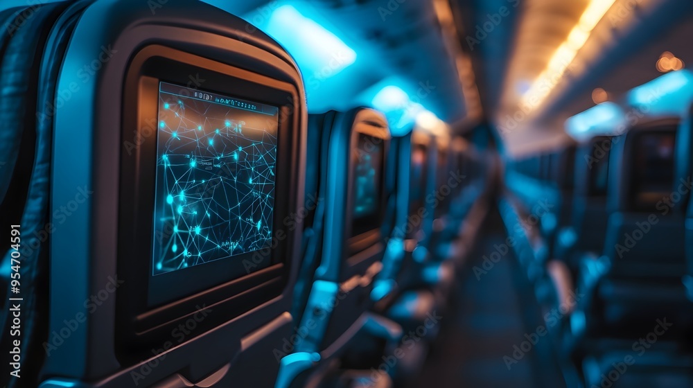 Naklejka premium Cutting Edge IoT Driven Inflight Entertainment and Connectivity Solutions Elevating Passenger Experience with Personalized Services and Seamless Connectivity