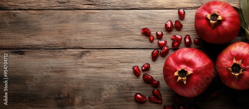 Pomegranate on a wooden sur...