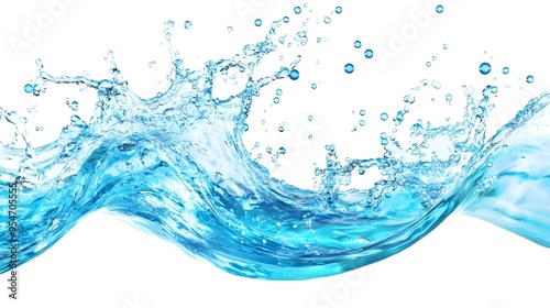 Blue Water Splash Isolated White Background