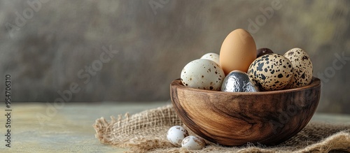 Quail eggs with varied colo...