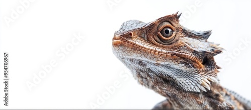 Frilled Dragon against a wh...