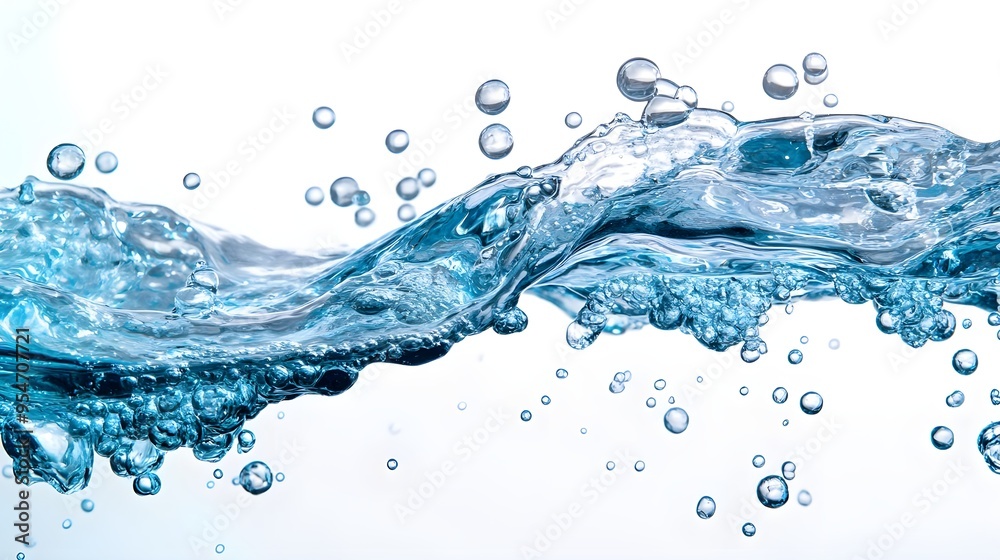 Blue Water Splash with Air Bubbles Blue Water Splash with Air Bubbles