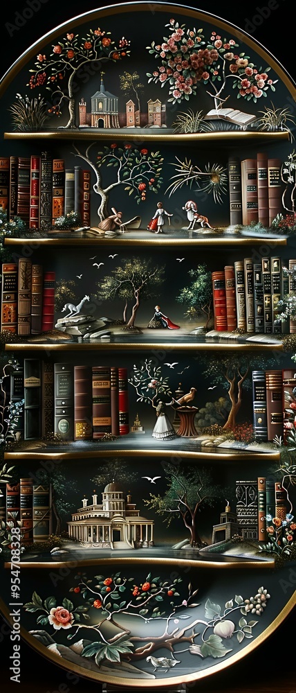 Obraz premium a shelf with books on it. 