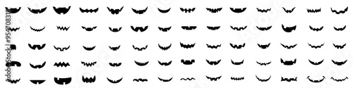 Smile icon vector set. Evil smile illustration sign collection. Smile for pumpkin symbol or logo.