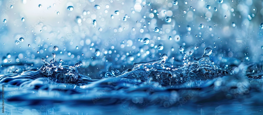 Splash or water flying suspended in the air Vertical shot of levitating water Water rising into the air against a blue background with copyspace Plenty of room for text Splash or water flying suspended in the air Vertical shot of levitating water Water rising into the air against a blue background with copyspace Plenty of room for text