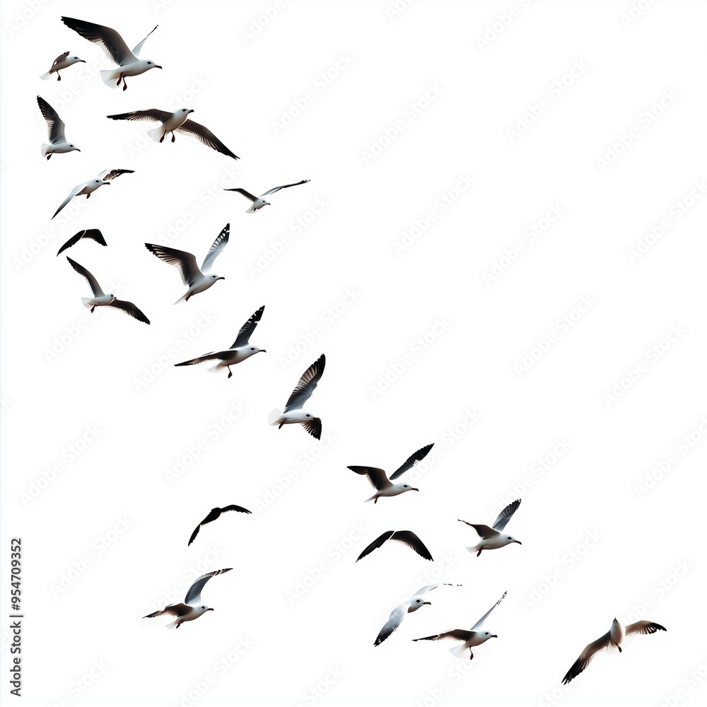 Flying birds border with white isolated background. Flying birds border with white isolated background.