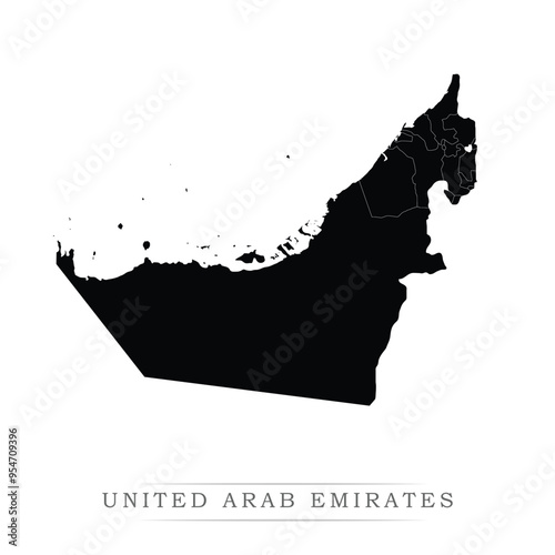 United Arab Emirates map on white background vector. Administrative regions of United Arab Emirates