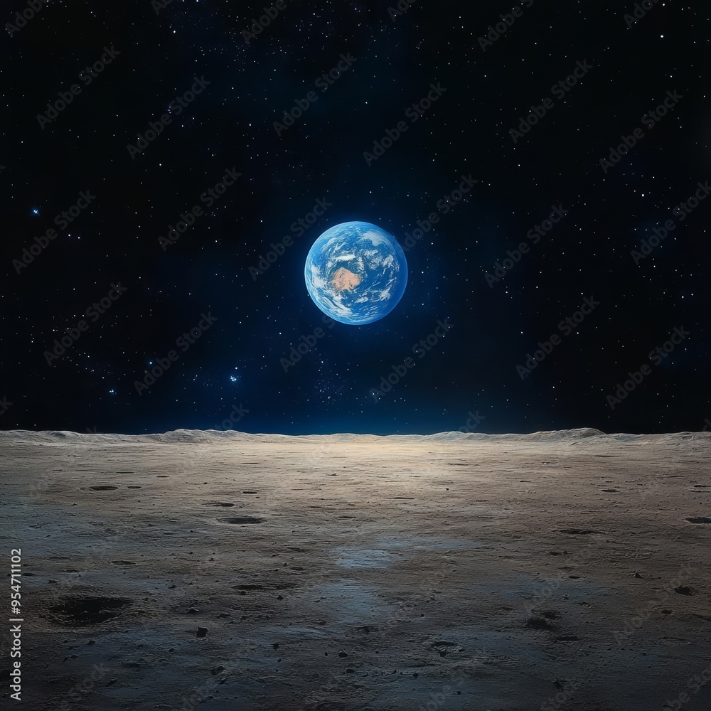 A stunning view of Earth from the lunar surface, showcasing the vastness of space and the beauty of our planet. A stunning view of Earth from the lunar surface, showcasing the vastness of space and the beauty of our planet.
