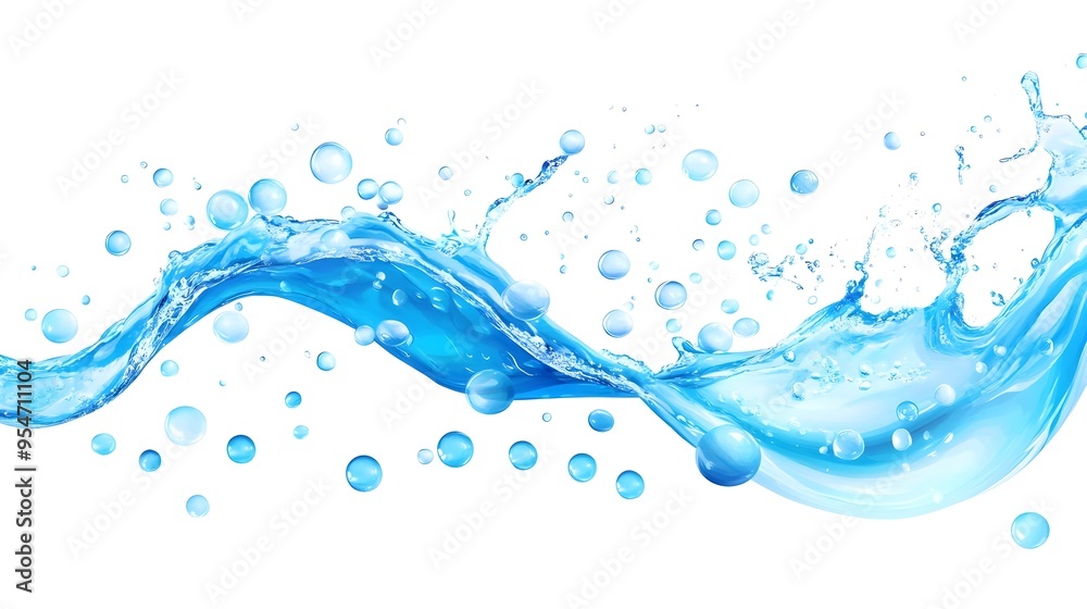 Blue Water Splash with Bubbles - Abstract Background Blue Water Splash with Bubbles - Abstract Background