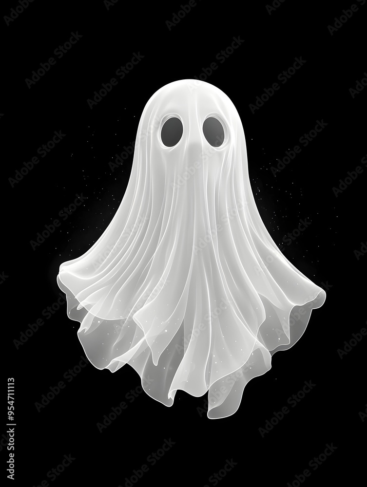 Minimalist Ghostly Apparition Floating in Blank Space Minimalist Ghostly Apparition Floating in Blank Space