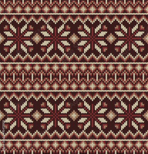 Aztec Style knitted fabric pattern. Cozy warm color ethnic pattern. Vector Illustration Illustration Design for fabric, clothing, background, printing, wallpaper, illustration, carpet, decorative, tex