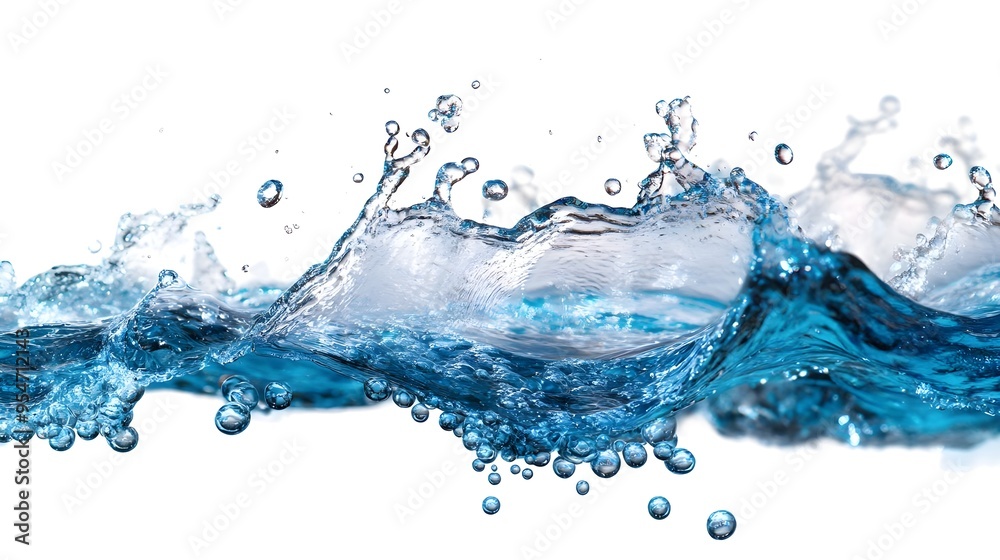 Blue Water Splash with Bubbles - Abstract Background Blue Water Splash with Bubbles - Abstract Background