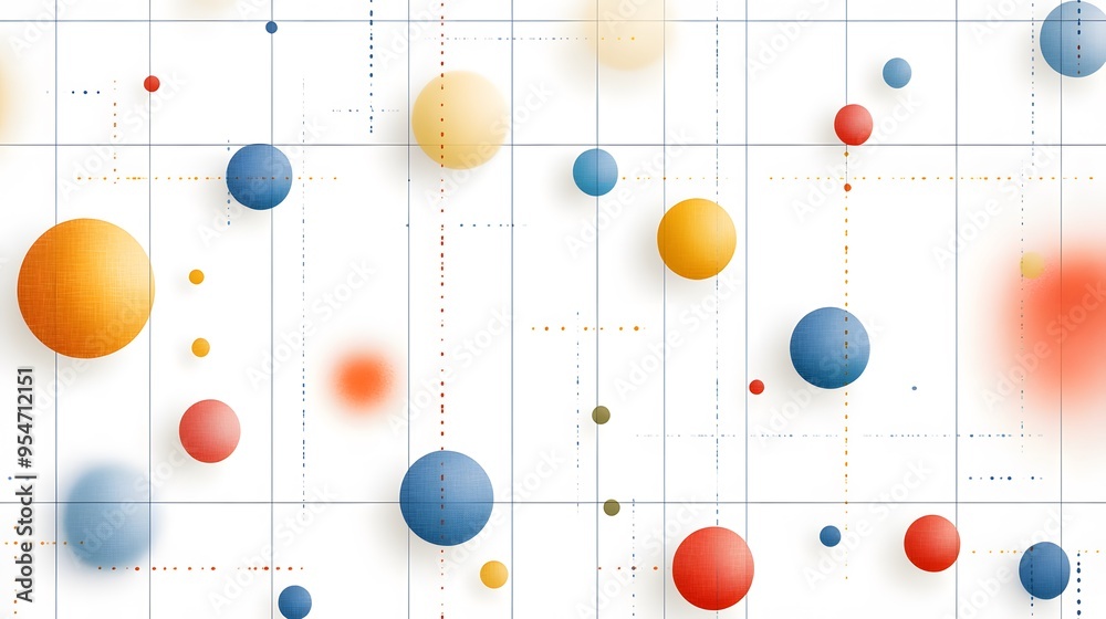 A contemporary pattern featuring a grid of irregular dots and lines, forming a playful and modern design on a white background A contemporary pattern featuring a grid of irregular dots and lines, forming a playful and modern design on a white background