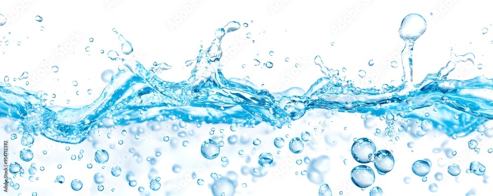 Blue Water Splash with Bubbles - Abstract Background Blue Water Splash with Bubbles - Abstract Background