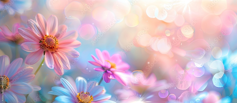 Colorful Glowing Abstract Bokeh Flower Background. with copy space image. Place for adding text or design Colorful Glowing Abstract Bokeh Flower Background. with copy space image. Place for adding text or design