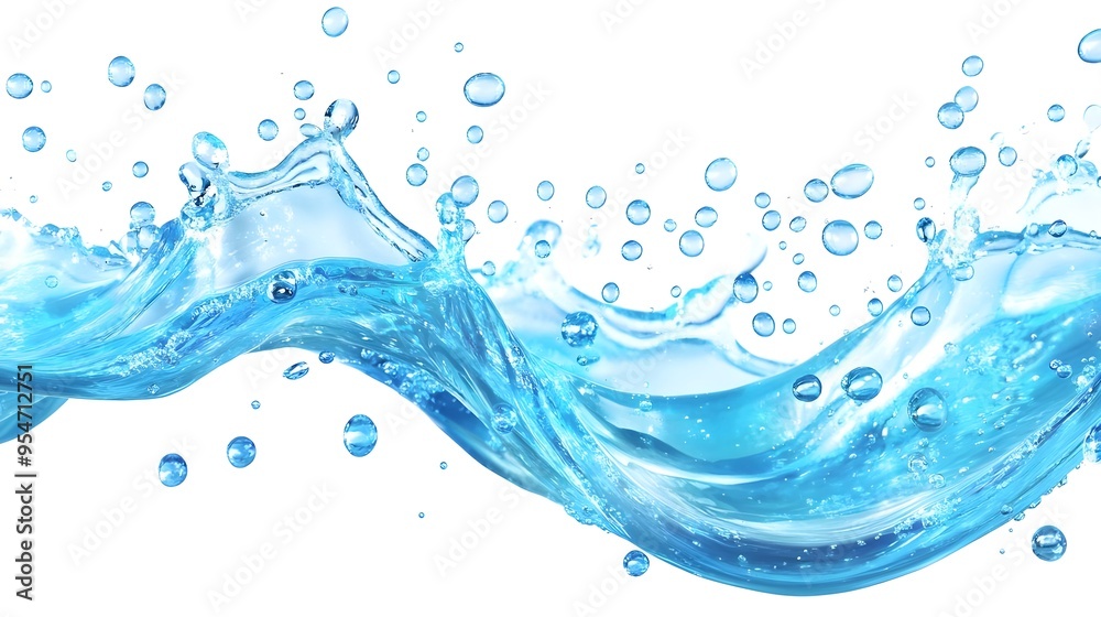 Blue Water Splash with Bubbles - Abstract Liquid Background Blue Water Splash with Bubbles - Abstract Liquid Background