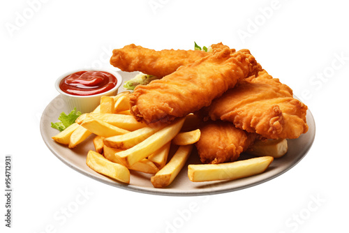 Fish and chips on a plate