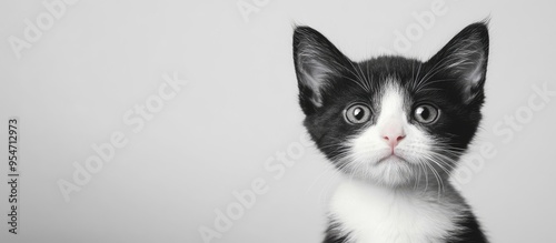 a black and white kitten wi...