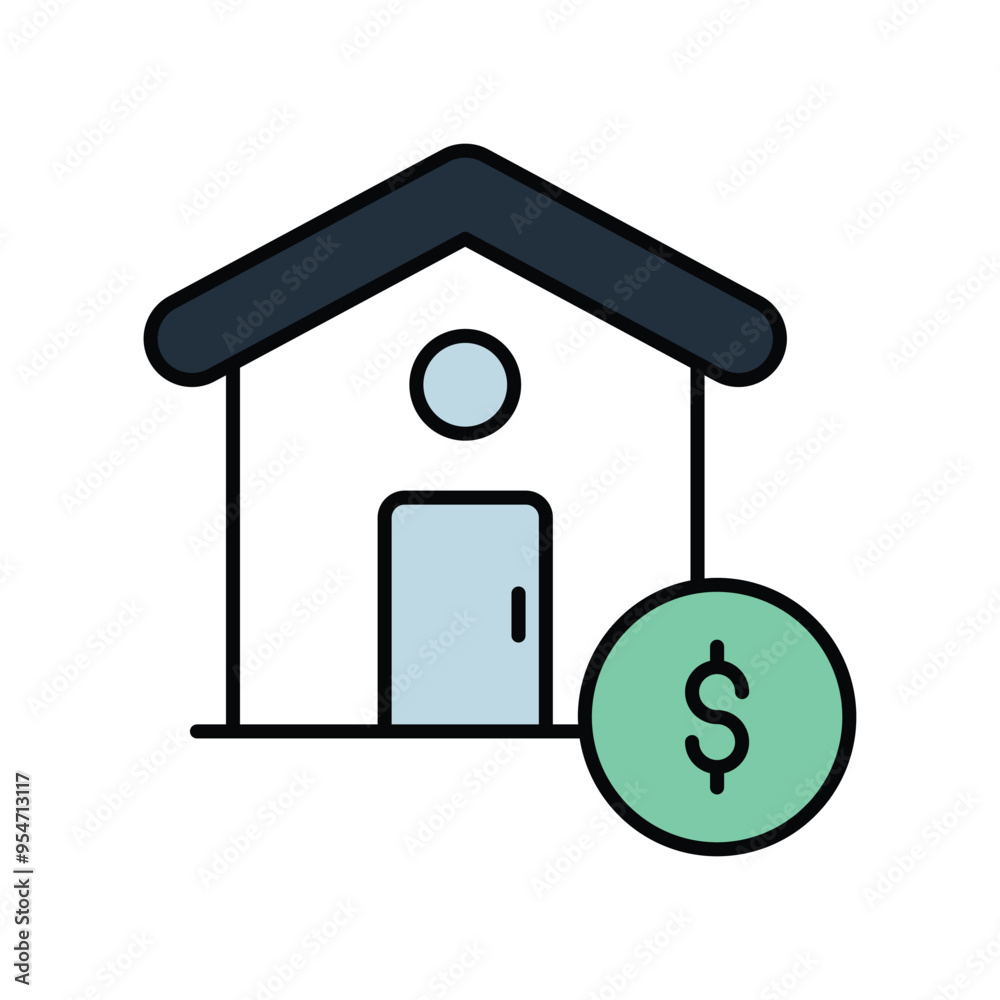 home budget color line icon with white background vector stock illustration home budget color line icon with white background vector stock illustration