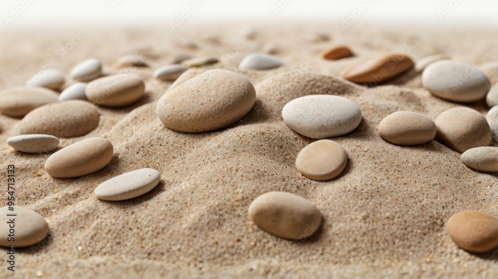 Sand and pebbles texture on white background Sand and pebbles texture on white background