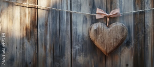 Wooden heart ornament with ...
