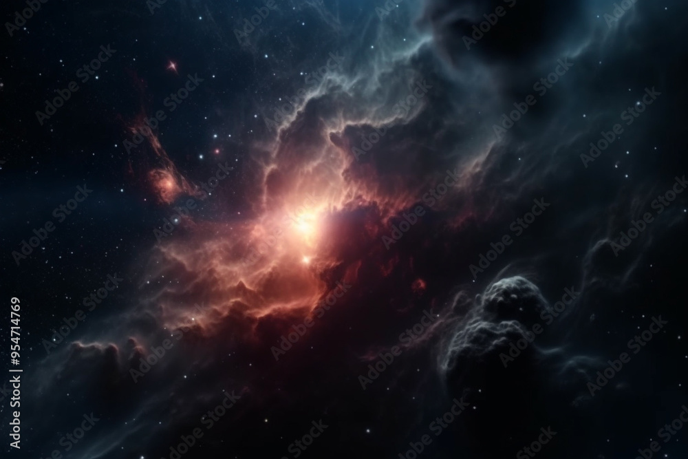 Fototapeta premium Galaxies Adorned with Bright Stars and Orbiting Planets