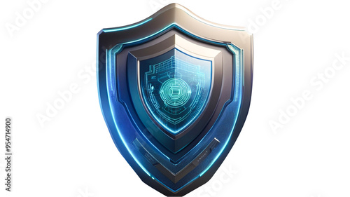 3d internet security badge with a futuristic technology background realistic 8k on transparent background
