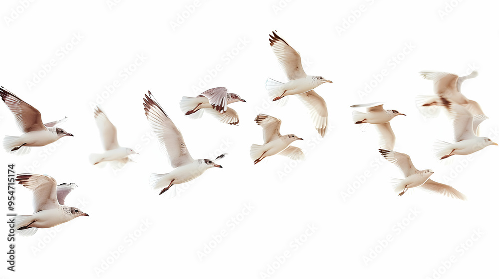 Obraz premium Flock of birds flying isolated