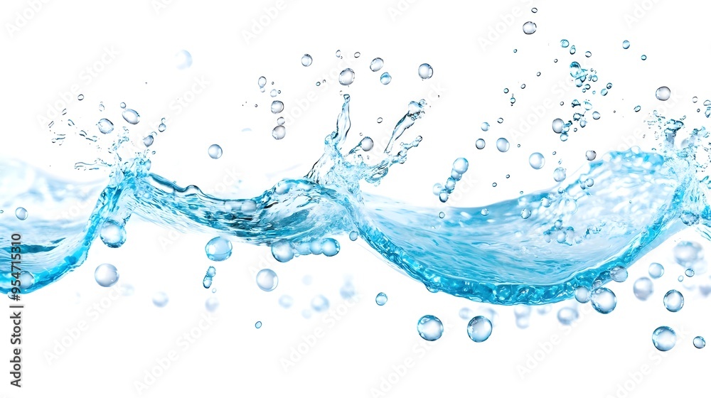 Blue Water Splash with Bubbles - Liquid Texture Background Blue Water Splash with Bubbles - Liquid Texture Background