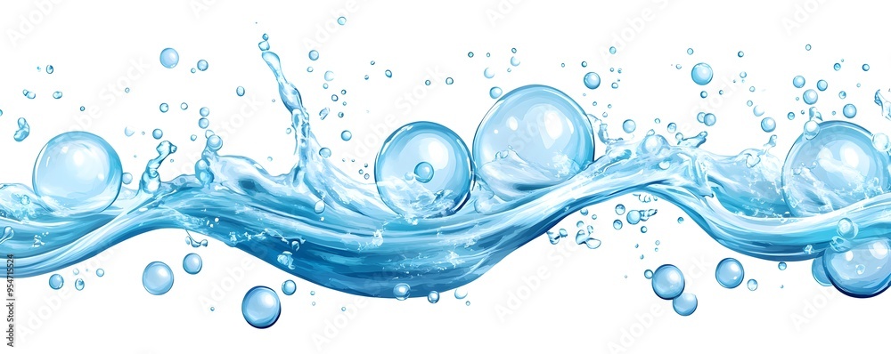 Blue Water Splash with Bubbles - Liquid Texture Background Blue Water Splash with Bubbles - Liquid Texture Background