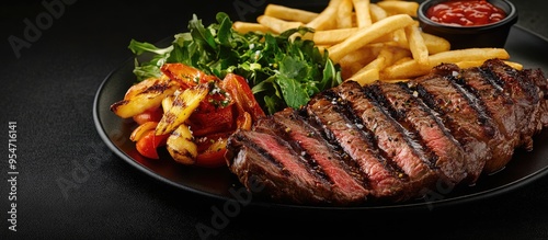 Sliced flank steak grilled ...