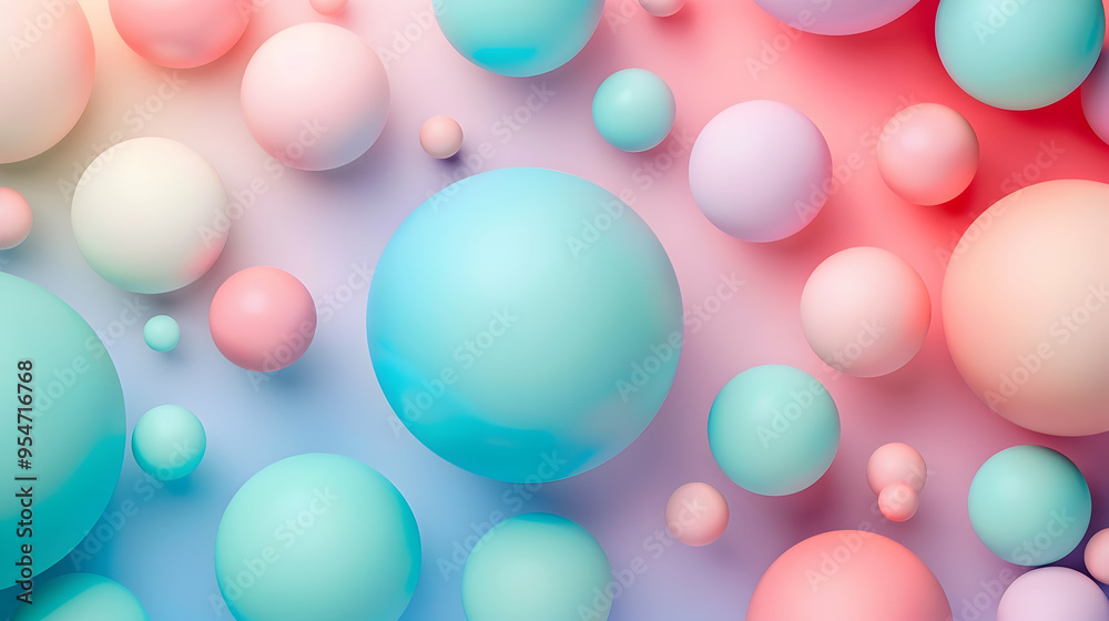 Geometric shapes: Pastel spheres abstract background Geometric shapes: Pastel spheres abstract background