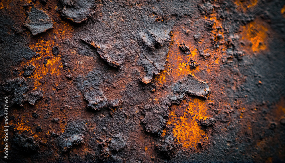 a heavily rusted metal surface with peeling paint and a rough texture. a heavily rusted metal surface with peeling paint and a rough texture.