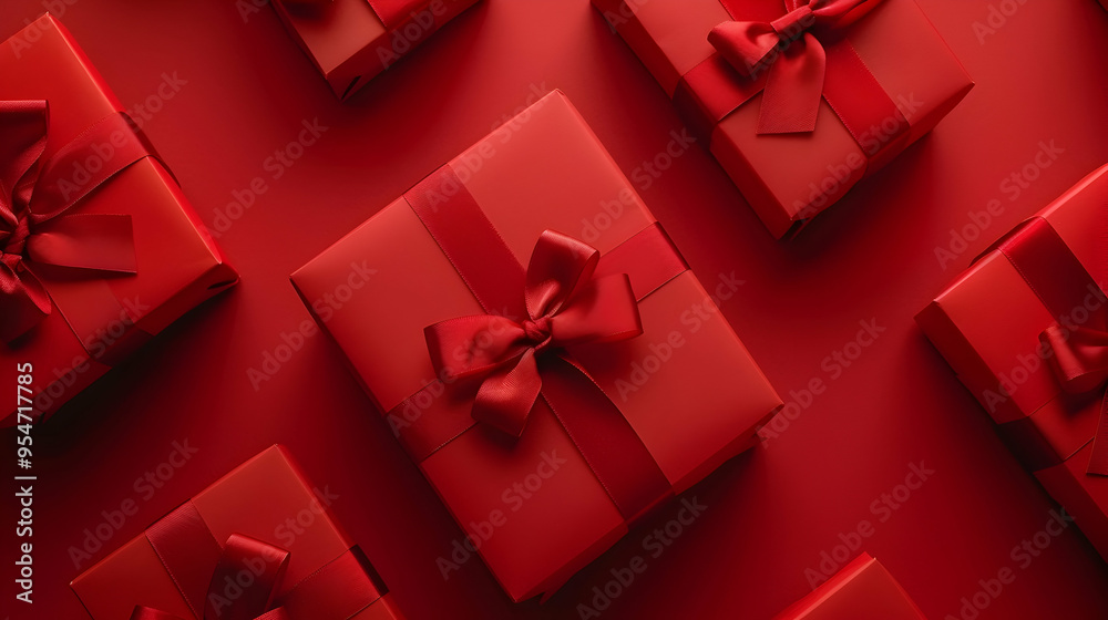 Gift Boxes, red background Gift Boxes, red background
