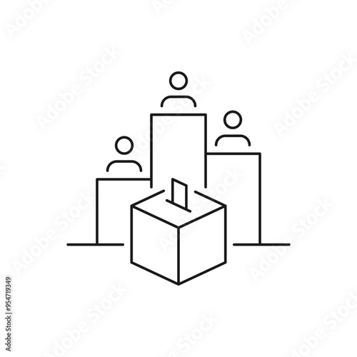 Election chart, voting graph icon line style isolated on white background. Vector illustration