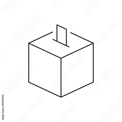 Voting box. Election icon line style isolated on white background. Vector illustration