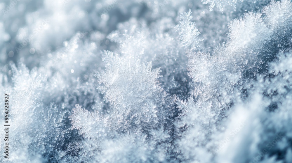 Close-up of Delicate Snowflakes with a Blue Background Close-up of Delicate Snowflakes with a Blue Background