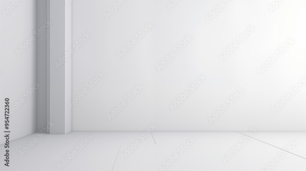 Empty White Minimalist Room With Vertical And Horizontal Lines Empty White Minimalist Room With Vertical And Horizontal Lines