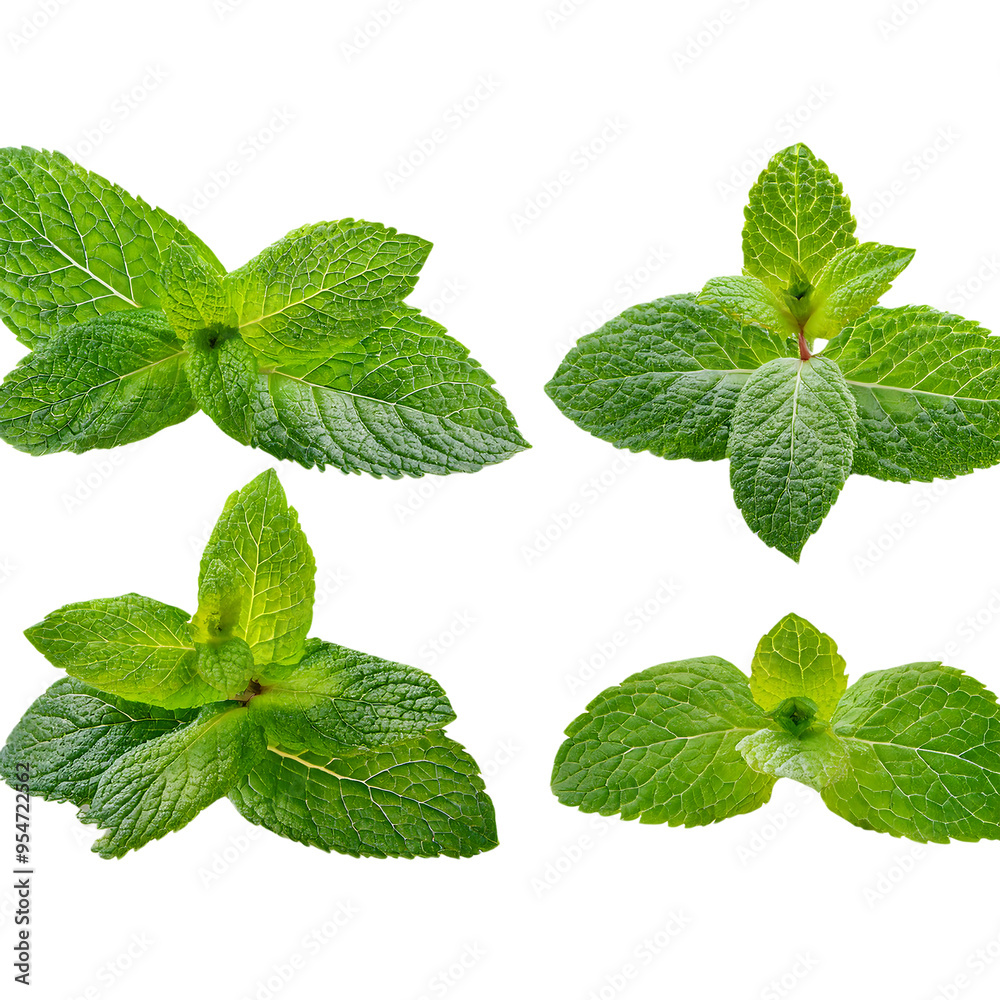 gathering of mint leaves that are still fresh , cut out gathering of mint leaves that are still fresh , cut out