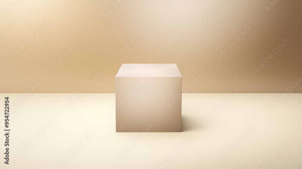Abstract Minimalist Cube on a Golden Background Abstract Minimalist Cube on a Golden Background