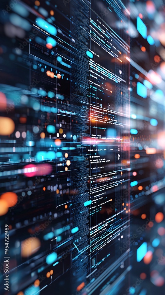 3D rendering of a website s front-end elements, immersive web design, advanced user interface development.