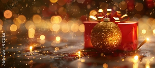 The golden Christmas ball c...