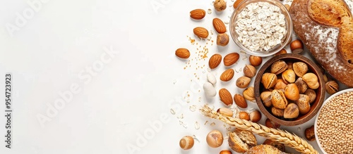 Obraz na płótnie Food allergens on a white background Copyspace Close up view Concept of food allergies w salonie