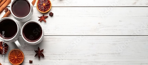 Spiced mulled wine on a whi...