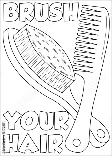 comb personal hygiene coloring book page