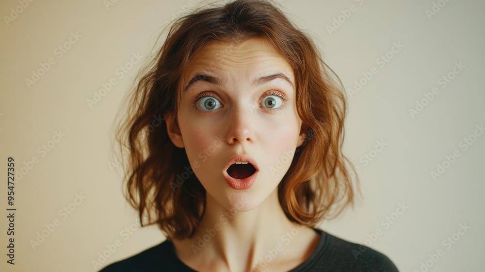 Portrait of a Woman with a Surprised Expression Portrait of a Woman with a Surprised Expression