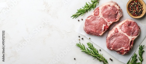 Raw pork shoulder on a butc...
