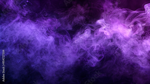 Pink-Purple Smoke Swirling on Dark Black Background